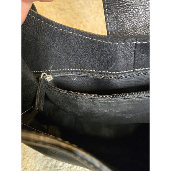 Fossil Vintage Smooth Black Leather Purse Handbag - Picture 16 of 16